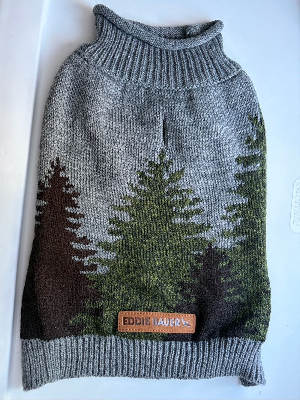 Eddie Bauer small dog Gray Forest-Print Knit Sweater
